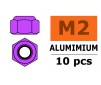 Aluminium zelfborgende zeskantmoer - M2 - Paars (10st)