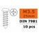 Self-tapping Pan Head Screw - 3,5X25mm - Galvanized Steel (10pcs)