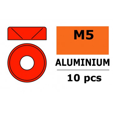 Rondelles aluminium pour vis M5 TC - DE:12mm - Rouge (10pcs)