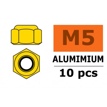 Ecrou aluminium autobloquant - M5 - Or (10pcs)