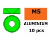 Rondelles aluminium pour vis M5 TC - DE:12mm - Vert (10pcs)