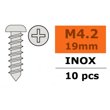 Vis à tôle tête bombée - 4,2X19mm - Inox (10pcs)