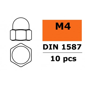 Ecrou hexagonal borgne - M4 - Acier galvanisé (10pcs)