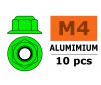 Aluminium zelfborgende zeskantmoer met flens - M4 - Groen (10st)