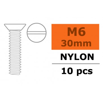 Flat Head Screw - M6X30 Nylon (5pcs)