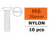 Flat Head Screw - M6X30 Nylon (5pcs)