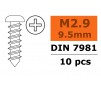 Self-tapping Pan Head Screw - 2,9X9,5mm - Galvanized Steel (10pcs)