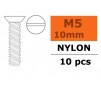 Flat Head Screw - M5X10 Nylon (5pcs)