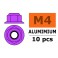 Aluminium Nylstop Nut M4 - Flanged - Purple (10pcs)