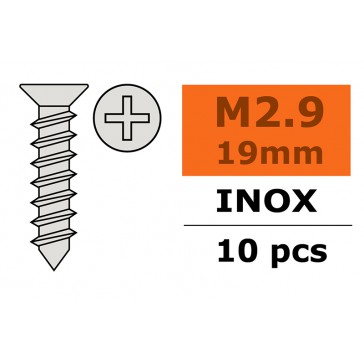 Vis à tôle tête conique - 2,9X19mm - Inox (10pcs)