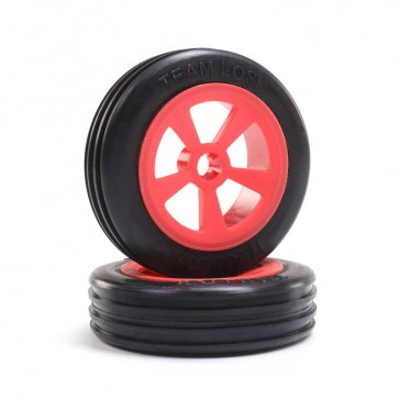 Rib Front Tire, Mounted, Red (2): Mini JRX2