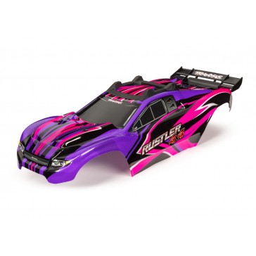 Body, Rustler 4X4, pink & purple/ window, grille, lights decal sheet