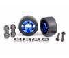 Wheels, wheelie bar, 6061-T6 aluminum (blue-anodized) (2)/ axle, whee