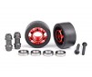 Wheels, wheelie bar, 6061-T6 aluminum (red-anodized) (2)/ axle, wheel