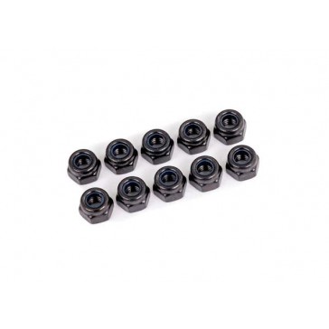 Nuts, 4mm nylon locking, black (10)