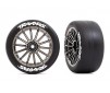 Tires and wheels, assembled, glued (multi-spoke black chrome wheels,