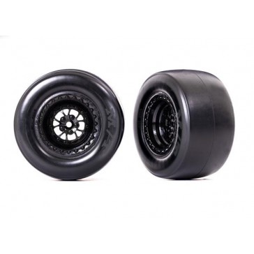 Tires & wheels, assembled, glued (Weld glossy black wheels, Mickey Th