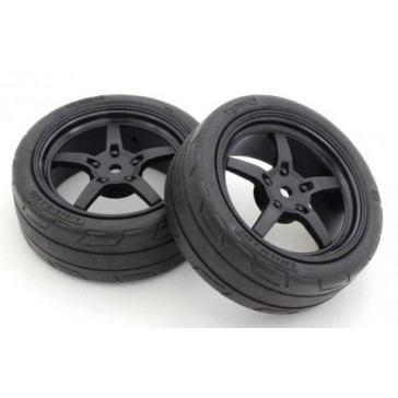 Pre-Glued Tyres FZ02 5-Spoke Black 1:10 Fazer 2.0 (2) Medium