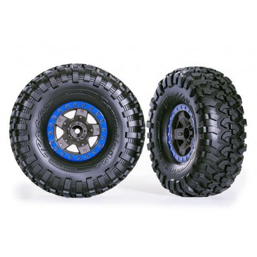 Tires & wheels, assembled, glued (TRX-4 Sport 2.2' gray, blue beadloc