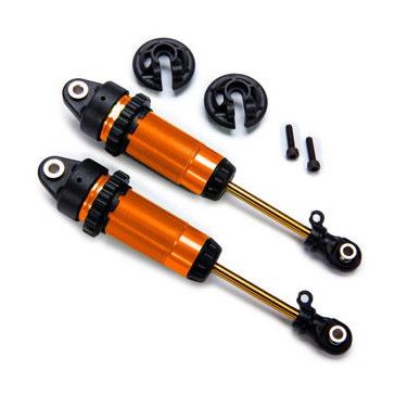 Shocks, GTR xx-long orange-anodized, PTFE-coated bodies with TiN shaf