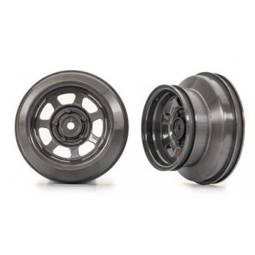 Wheels, dirt oval, graphite gray, dual profile (2.2 outer, 3.0 inner)