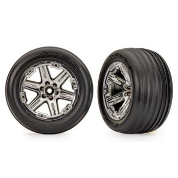 Tires & wheels, assembled, glued (2.8") (RXT chrome wheels, ribbed ti