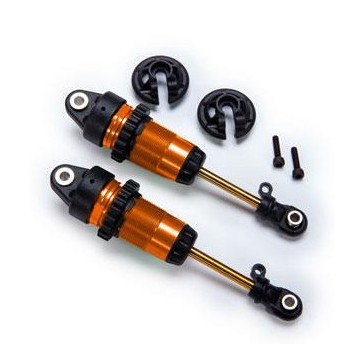 Shocks, GTR long orange-anodized, PTFE-coated bodies with TiN shafts