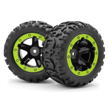 Slyder MT Wheels/Tires Assembled (Black/Green)