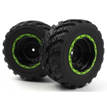 Smyter MT Wheels/Tires Assy (Black/Green/2pcs)