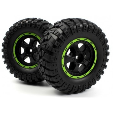 Smyter Desert Wheels/Tires Assy (Blk/Green/2pcs)