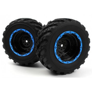 Smyter MT Wheels/Tires Assy (Black/Blue/2pcs)