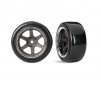 Tires & wheels, assembled, glued (six spoke graphite gray wheels,?1.9