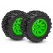 Tires & wheels, assembled (green wheels, dual profile (2.1" outer, 2.