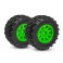 Tires & wheels, assembled (green wheels, dual profile (2.1" outer, 2.