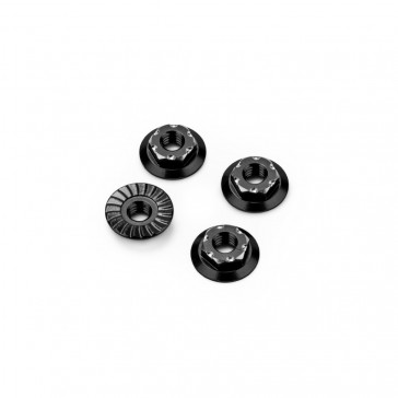 RC10B7 M4 Low-Profile Alloy Wheel Nut - Black -4pc