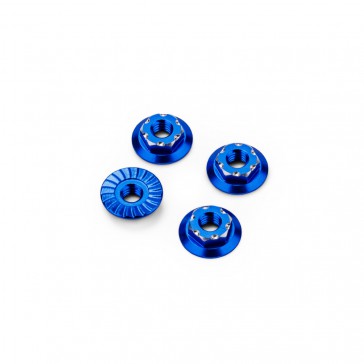 RC10B7 M4 Low-Profile Alloy Wheel Nut - Blue - 4pc