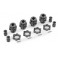 Wheel hubs, splined, 17mm, short (gray-anodized) (4)/ wheel nuts, spl