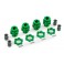 Wheel hubs, splined, 17mm, short (green-anodized) (4)/ wheel nuts, sp