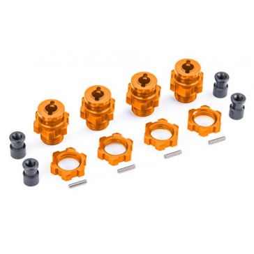 Wheel hubs, splined, 17mm, short (orange-anodized) (4)/ wheel nuts, s