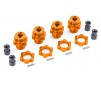 Wheel hubs, splined, 17mm, short (orange-anodized) (4)/ wheel nuts, s