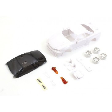 Bodyshell Nissan Skyline GT-R R34 Mini-Z + 4WD Rims (White Body)