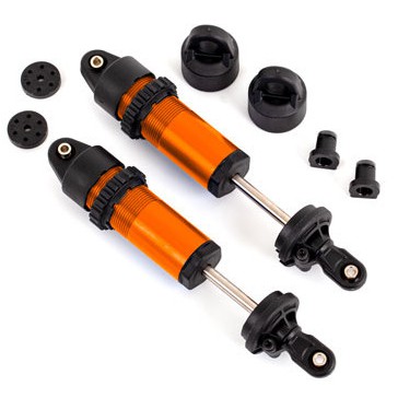 Shocks, GT-Maxx, aluminum (orange-anodized) (fully assembled w/o spri