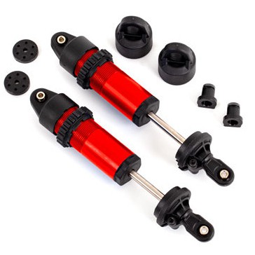 Shocks, GT-Maxx, aluminum (red-anodized) (fully assembled w/o springs