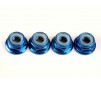 Nuts, 5mm flanged nylon locking (aluminum, blue-anodized) (4