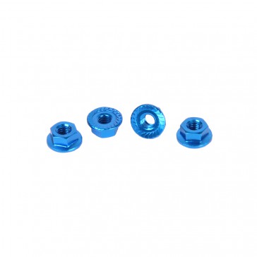 Serrated Alloy M4 Nuts: Blue  pk 4