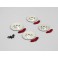 DISC.. Caliper Brake Disc, Silver-Red, CNC Aluminum (2 + 2 pcs.)