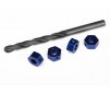 Wheel adaptors, 12mm hex, pins (4)/ drill bit, 0.25 inch