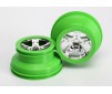 Tire & wheel assy, glued (SCT, chrome, green beadlock wheel,