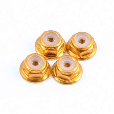 M2 GOLD FLANGED LOCKNUTS 4PCS