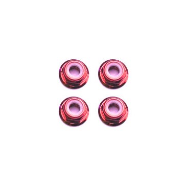 M3 RED FLANGED LOCKNUTS (4PCS)